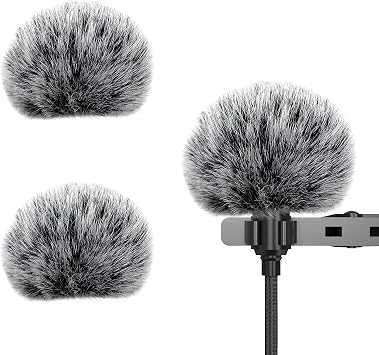 Cubilux 2 Pack Outdoor Furry Windscreen for Lavalier Lapel Microphpone, Professional Lapel Microphone Windscreen for Mini Microphone,Wind Muff & Dead Cat,Windshield, Windjammer for Lav MIC