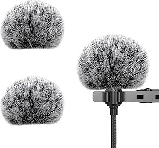 Cubilux 2 Pack Outdoor Furry Windscreen for Lavalier Lapel Microphpone, Professional Lapel Microphone Windscreen for Mini Microphone,Wind Muff & Dead Cat,Windshield, Windjammer for Lav MIC