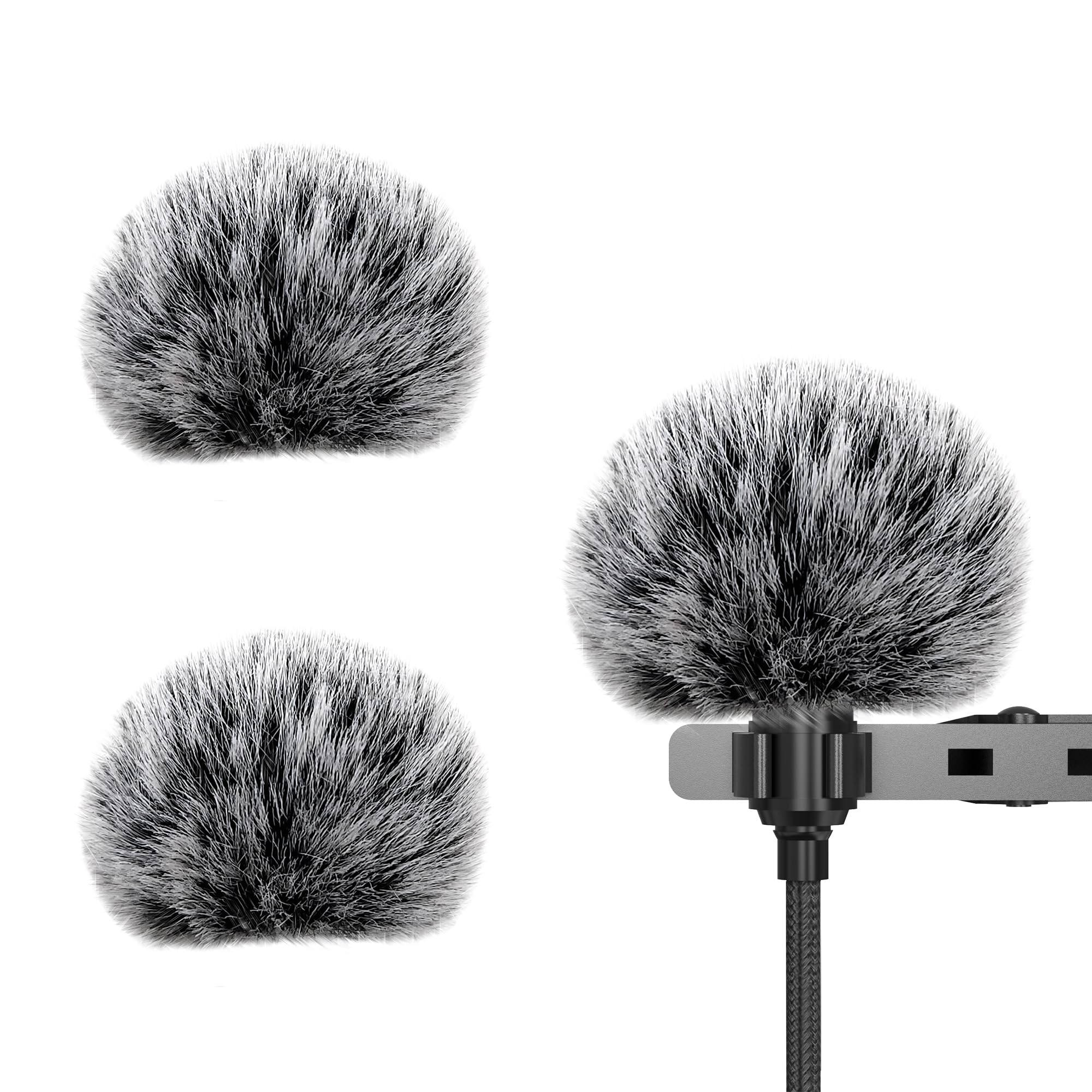 Cubilux 2 Pack Outdoor Furry Windscreen for Lavalier Lapel Microphpone, Professional Lapel Microphone Windscreen for Mini Microphone,Wind Muff & Dead Cat,Windshield, Windjammer for Lav MIC