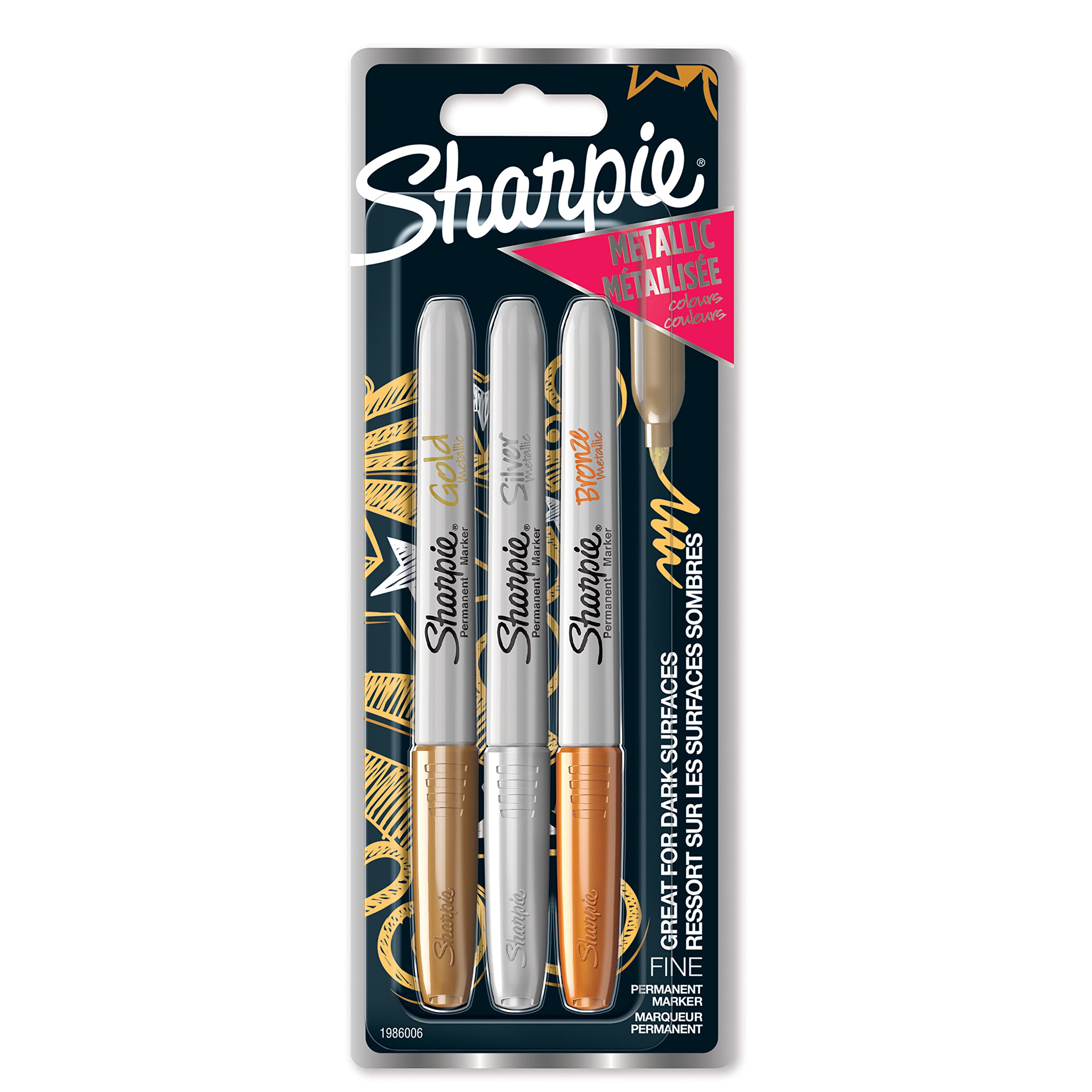 White Sharpie Metallic Fine Point Permanent Markers, Metallic