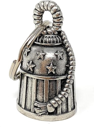 Bravo Bells - Campana patriótica de estrellas y rayas - Accesorio de campana de motociclista o llavero para buena suerte en la carretera - Fabricado