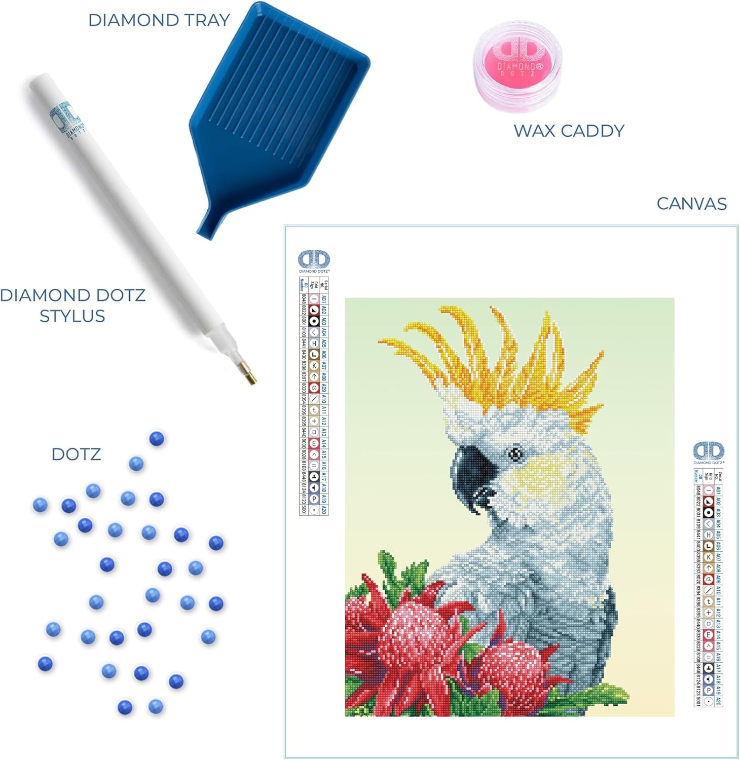 DIAMOND DOTZ White Cockatoo & Warathas Bird Diamond Painting Kits for Adults - Diamond Art Kits a Relaxing Creative Craft Kit with Dotz Gems 16"x20"