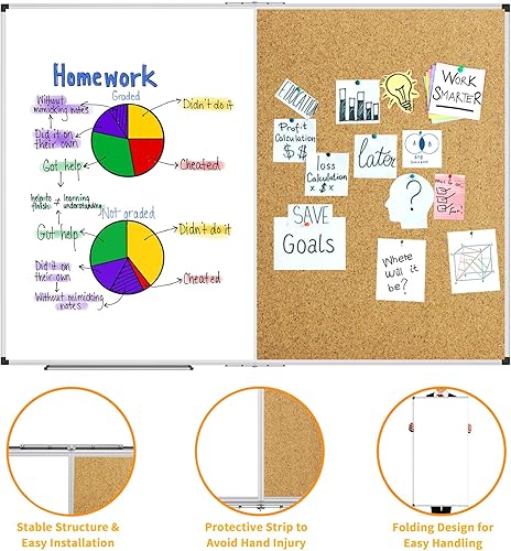 Vista 39 de XBoard Tablero de corcho de 48 x 36 pulgadas, tablero de anuncios con pasador de empuje para exhibición y organización
