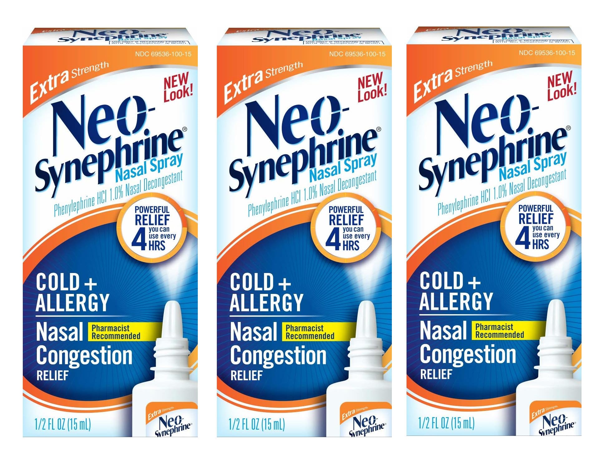 Neo-Synephrine Nasal Spray , Extra Strength Formula, 0.50 Ounces each (Value Pack of 3)