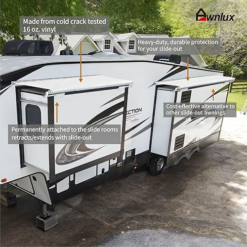 Miniatura 4 de Awnlux Toldo deslizante para caravana, kit de montaje de cubierta de toldo deslizante, blanco, 5 pies 6 pulgadas (5 pies 1 pulgada de tela)