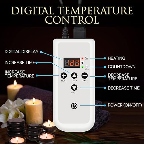 Miniatura 3 de Juego de calentadores de palos de masaje de bambú, 8 palos de masaje de bambú, negro, PSLMSGBMB22 y calentador de piedras de masaje portátil, kit de