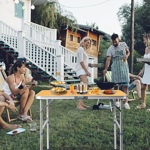 Vista 91 de Outvita Mesa de camping plegable portátil de 2.3 pies, mesa de picnic impermeable al aire libre, maleta ligera de aluminio, mesa plegable
