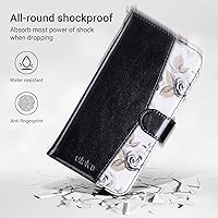 Vista 5 de ULAK Funda tipo cartera compatible con iPhone 8 Plus/7 Plus para mujer, de piel sintética de alta calidad con tarjeteros, función atril, funda Negro