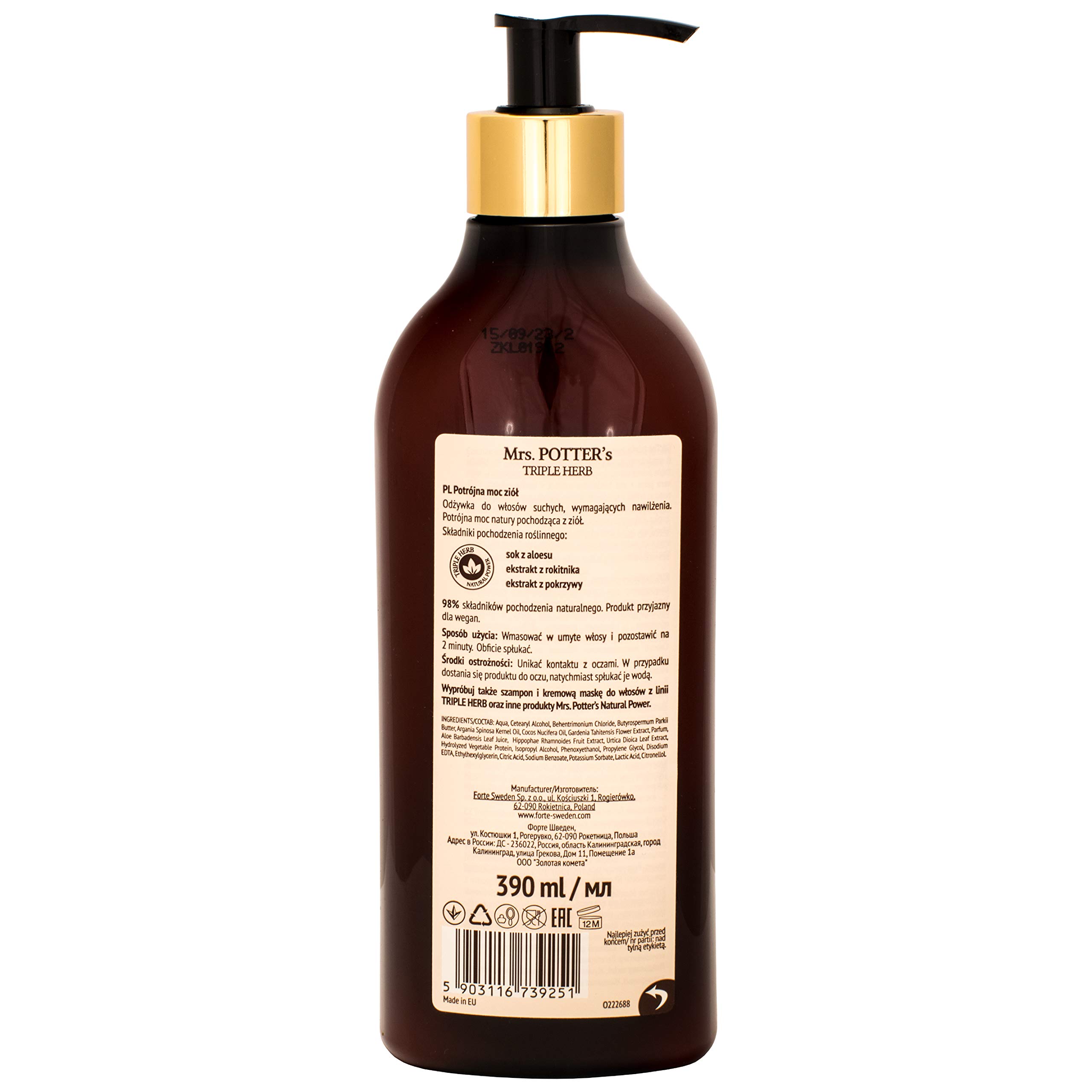 6x Mrs. Potter`s Tripple Herb Hydrate Conditioner 390ml = 6 sztuk w opakowaniu