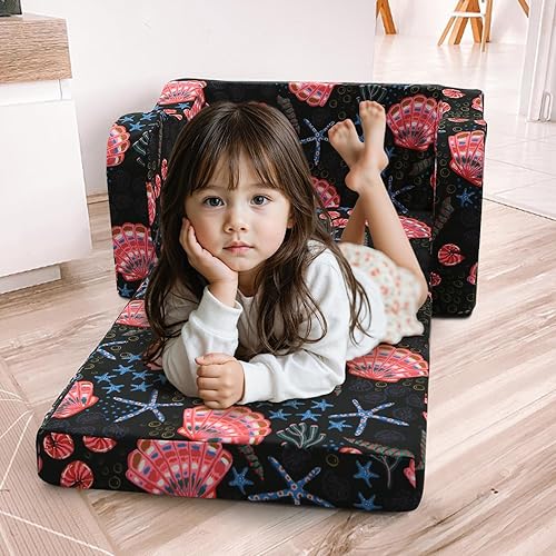 Miniatura 223 de MeMoreCool Sofá de dinosaurio para niños, silla plegable para niños pequeños, sofá cama convertible que brilla en la oscuridad, salón plegable para