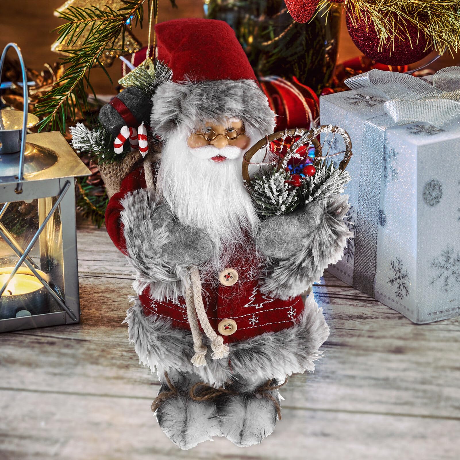ifundom Statuina Di Babbo Natale Natalizio Decorazione Di Babbo Natale Da Tavolo Statuina in Miniatura Realistica Per Allestimenti Natalizi