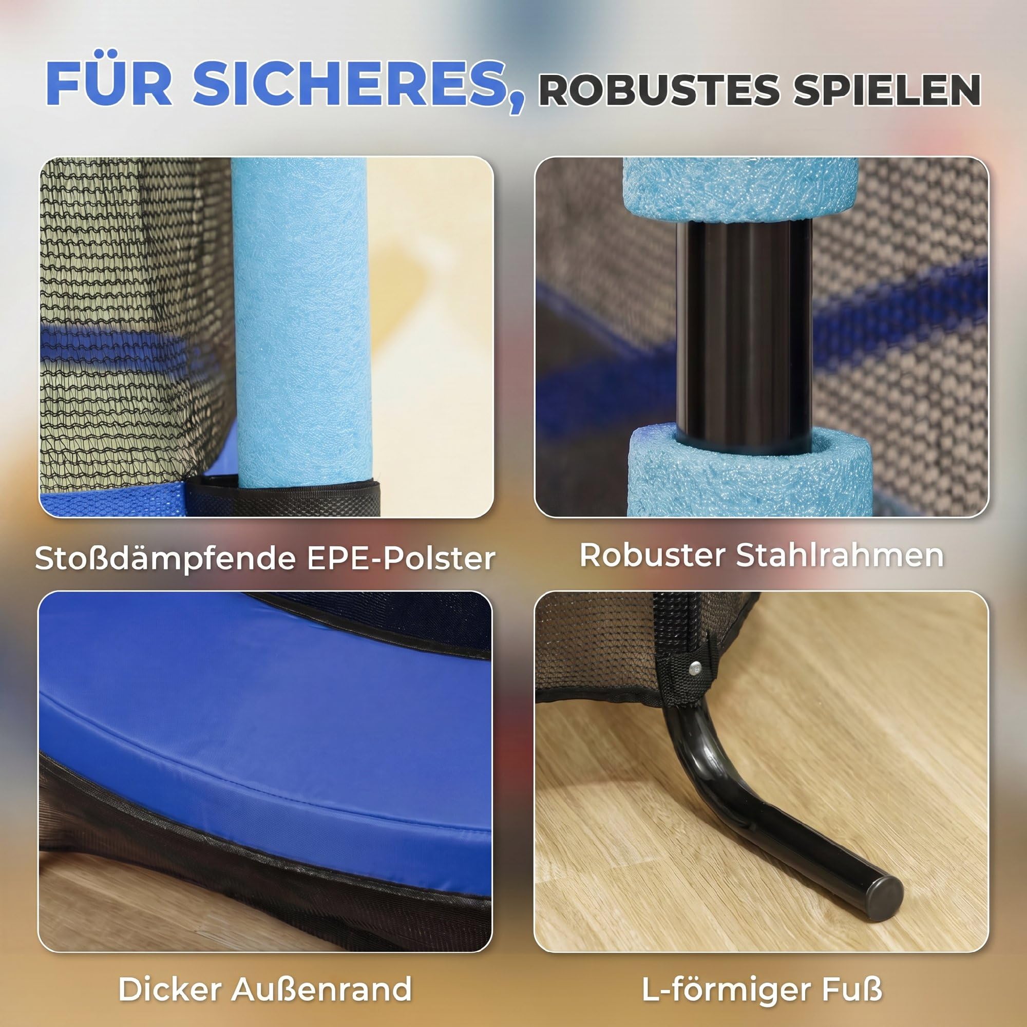 HOMCOM Kindertrampolin Ø163 cm, Trampolin mit Sicherheitsnetz, Randabdeckung, Gartentrampolin für Kinder 3-10 Jahre, bis 50 kg belastbar