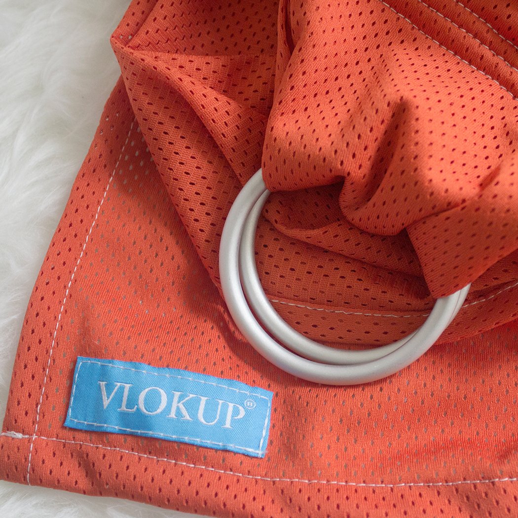 Baby Water Ring Sling Carrier | Lightweight Breathable Mesh Baby Wrap for Infant, Newborn, Kids and Toddlers | Perfect for Summer, Swimming, Pool, Beach | Great for Dad Too Orange image 4