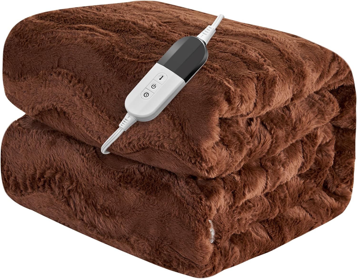 Heated Blanket Twin Size, Warm Soft Faux Rabbit Fur Electric Blanket with 6 Heating Levels & 10 Hours Auto-Off, Fast Heating & Over-Heat Protection, Machine Washable - Brown, 62”x 84” - Image 7