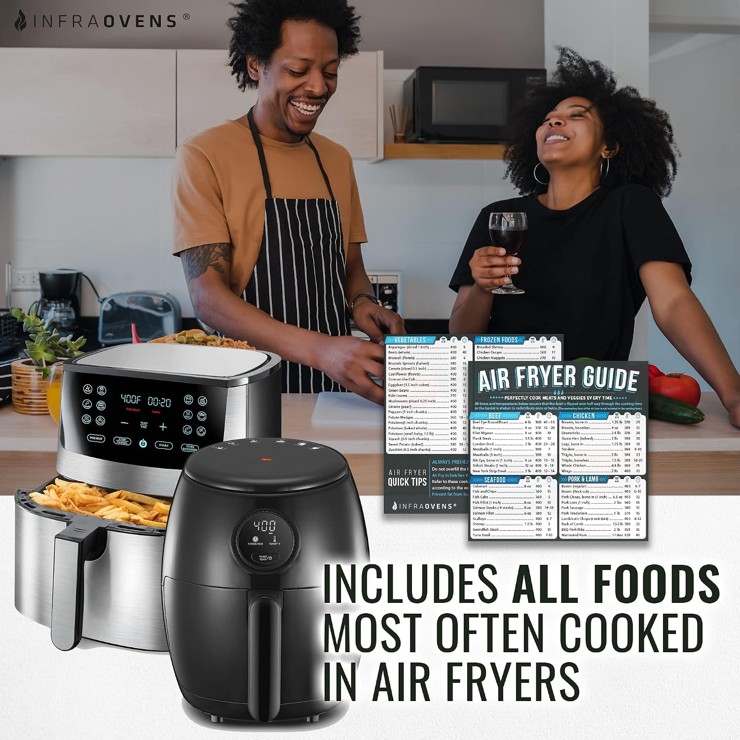 Air Fryer Cheat Sheet Magnet, Quick Cooking Times Chart for Air Fryers, Kitchen Accessories for Easy Cooking, Magnetic Food Temperature Guide for Refrigerator, Baking and Grilling