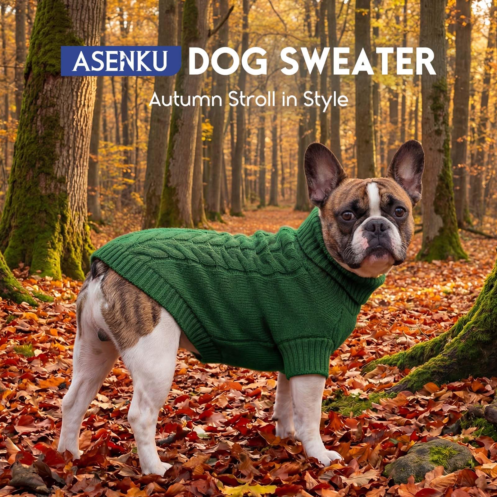 ASENKU Jersey Perro Mediano,Suéter para Perros Gato Cálido Ropa de Invierno,Abrigo para Mascotas para Bulldog Frances,Chihuahua,Teckel, M