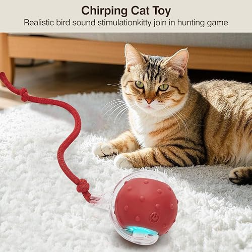 Miniatura 6 de Pelota de juguete eléctrica interactiva para gatos, juguetes automáticos de silicona para gatos de interior, bola motorizada duradera a prueba de
