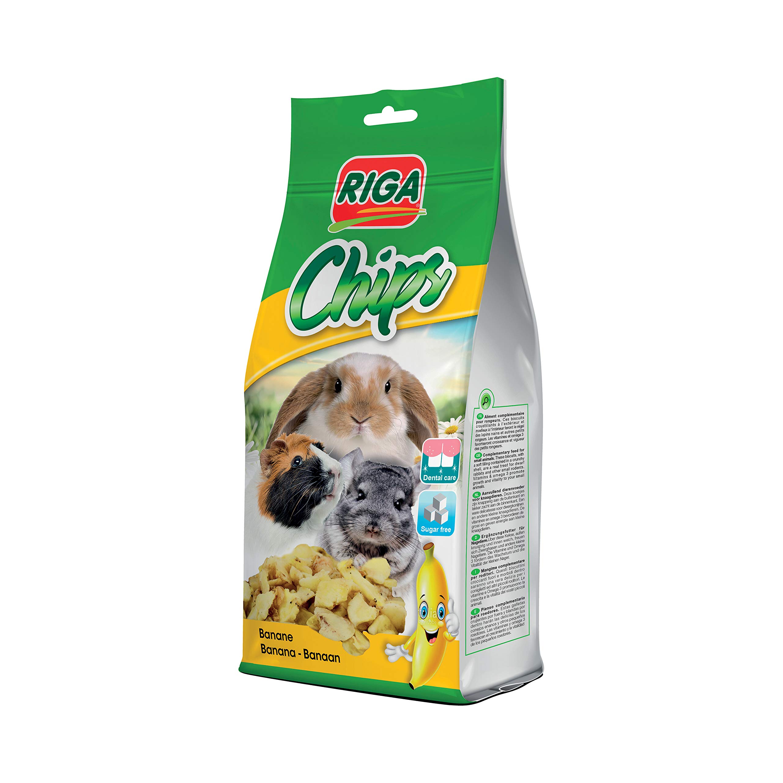 RIGA - Suszone chipsy bananowe - Naturalny przysmak dla gryzoni - Bogaty w witaminy i minerały - bez dodatków - Idealny do noszenia zębów - 50G