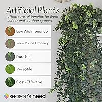 Vista 5 de Plantas colgantes artificiales – Arbusto verde de eucalipto de 30 pulgadas de largo, planta falsa para decoración de oficina, hogar