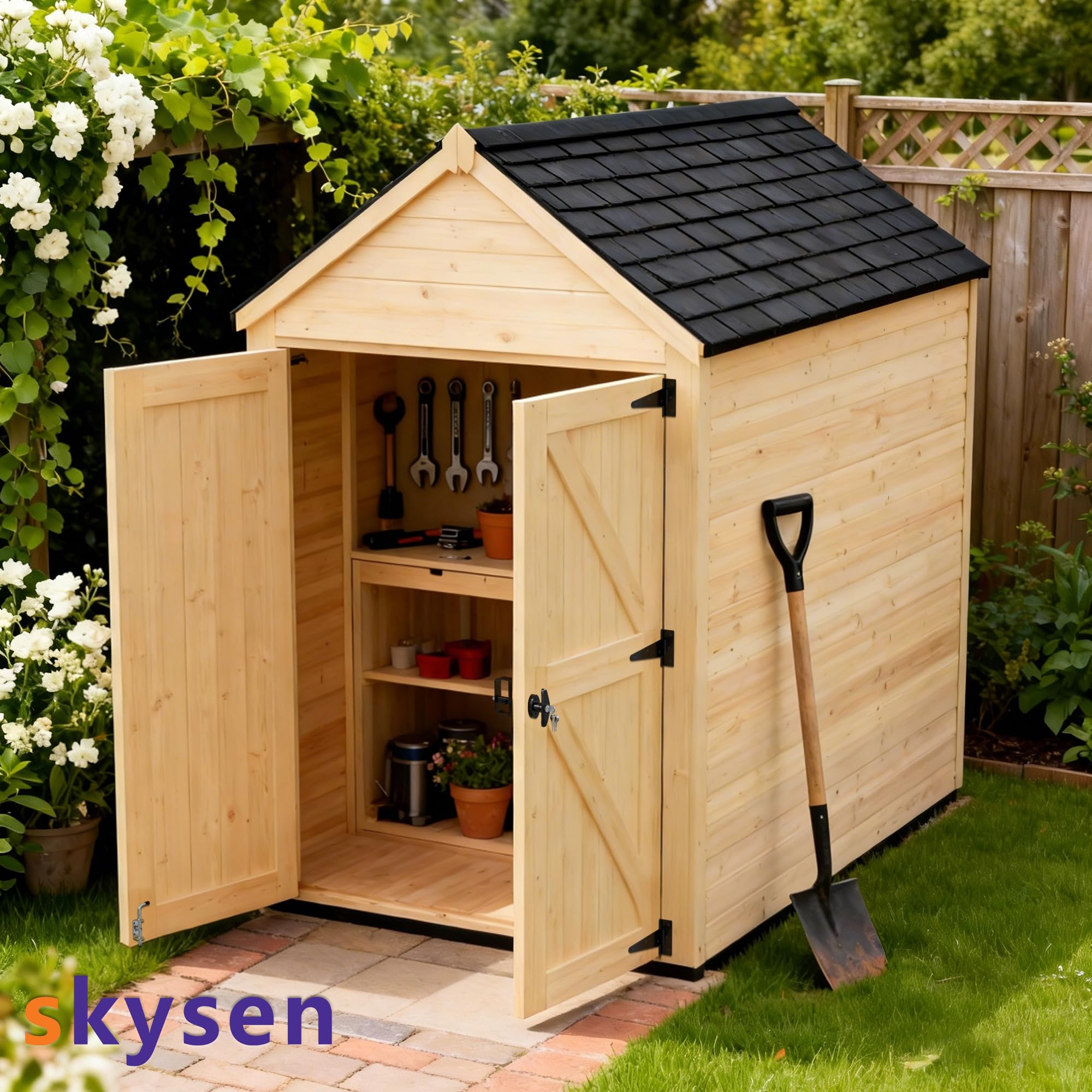 SKYSEN Shed Door Hardware Kit, Complete Set with T-Handle Lock, Barrel Bolts & Hinges.(sdhk) — Amazon image 6