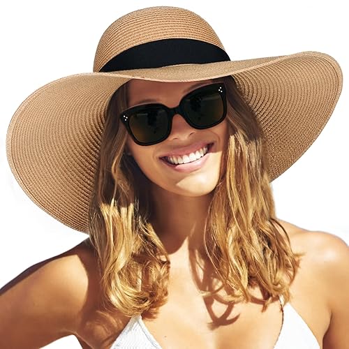 FURTALK Womens Sun Straw Hat Wide Brim UPF 80 Summer Hat Foldable Packable Floppy Beach Hats for Women