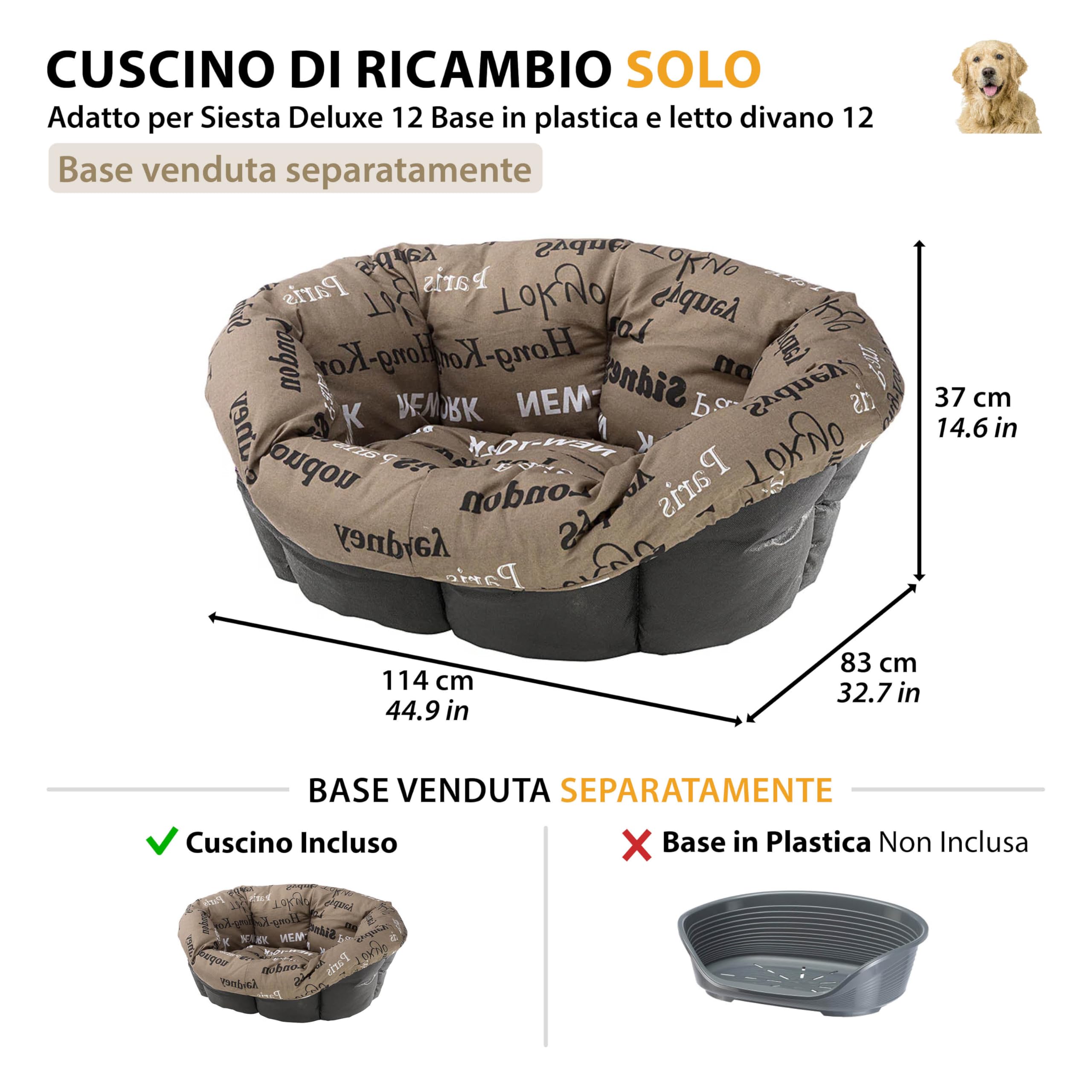 Ferplast Imbottitura di Ricambio per Cuccia Cani e Gatti, Cuscino Imbottito per Cuccia in Plastica (non inclusa) Lavabile, Regolabile 114 x 83 x h 37 cm, XL Marrone