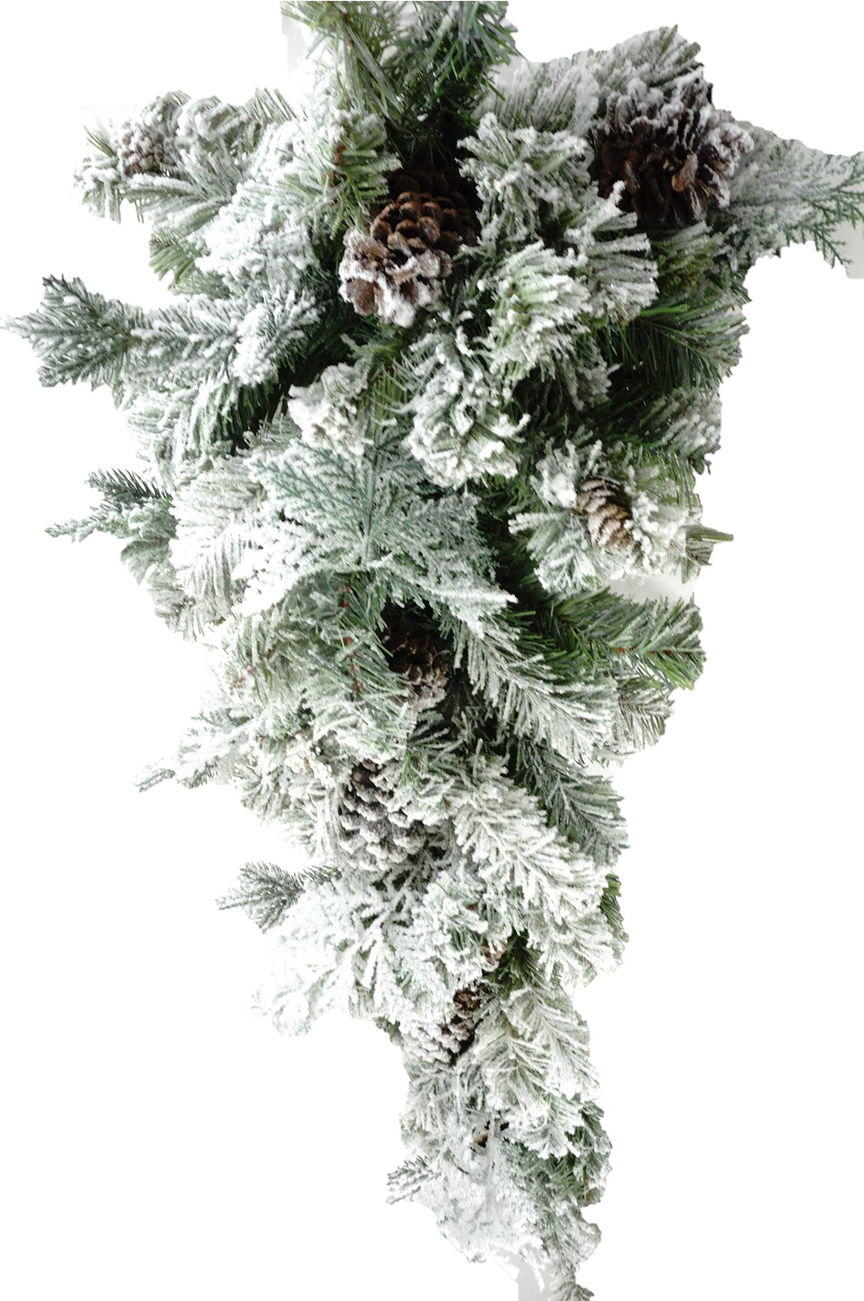 Party Explosions Winter Forest Pinecone Frosted Teardrop Swag - 36"