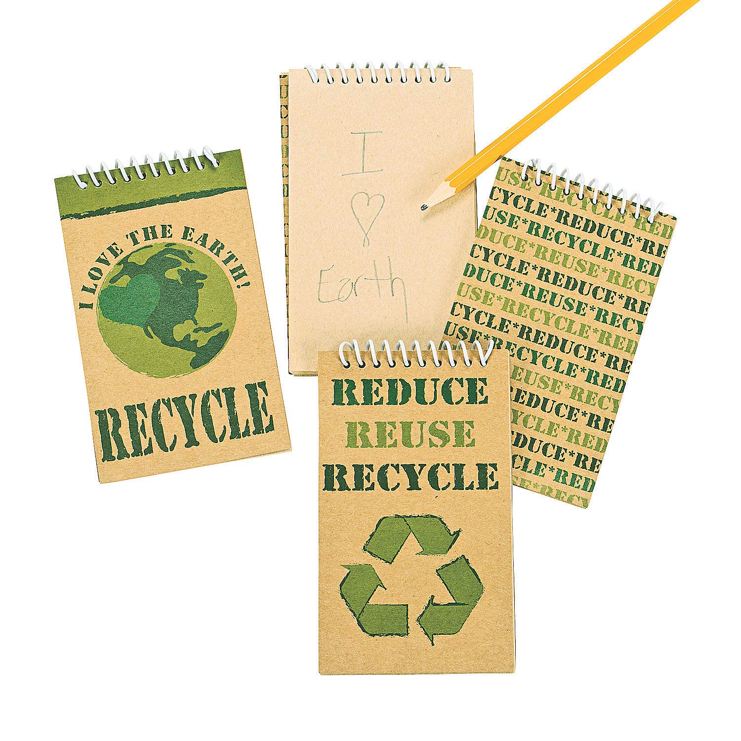 Fun Express Reduce/Reuse/Recycle Kraft Notepads - 12 Pieces - Educational and Learning Activities for Kids