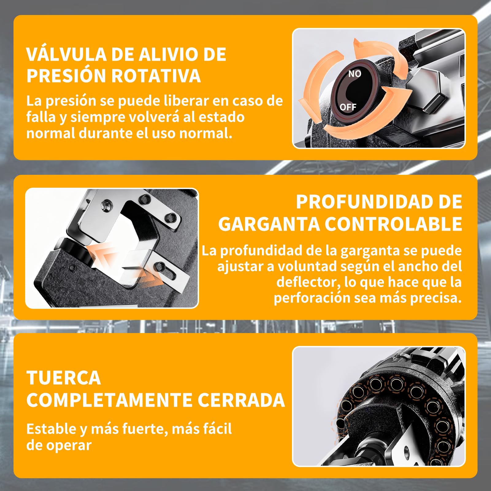 Punzonadora Hidráulica Eléctrica 2200W 18T, 7 Moldes, Perfora en 1 Segundo, para Acero, Hierro, Aluminio y Cobre, con Base Estable y Mango para Uso Versátil