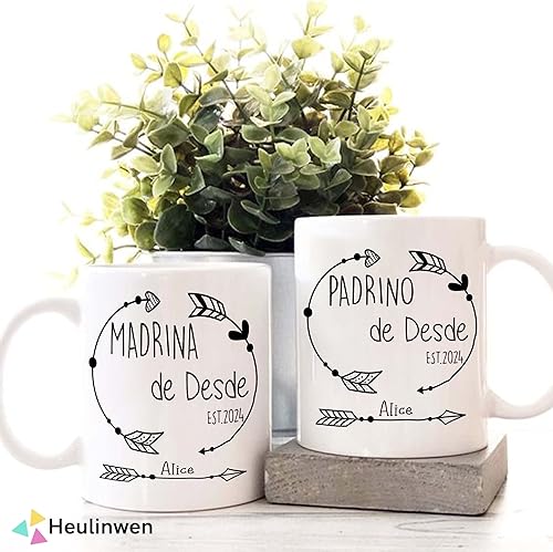 Miniatura 3 de Juego personalizado de Bautizo Recuerdos Juego De 2 Tazas 2024, Padrinos De Bautizo Propuesta Set 2 Tazas Café 11Oz, Para Niño, Niña, Propuesta de