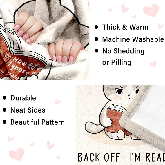 AceThrills Book Lovers Gifts, Bookish Gifts, Book Lover Gifts for Women Cozy Throw Blanket for Readers, Ideal Birthday, Graduation, Christmas, Farewell, or Retirement Gifts for bookaholics