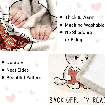 AceThrills Book Lovers Gifts, Bookish Gifts, Book Lover Gifts for Women Cozy Throw Blanket for Readers, Ideal Birthday, Graduation, Christmas, Farewell, or Retirement Gifts for bookaholics
