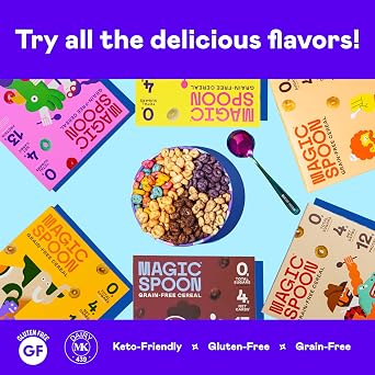 Magic Spoon Ultimate Starter Pack - High Protein Cereal - Sugar Free Snacks & Breakfast - Healthy Snacks - 1 Box Fruity, 1 Box Cocoa, 4 Bars Marshmallow, 4 Bars Double Chocolate, Bowl and Spoon Set