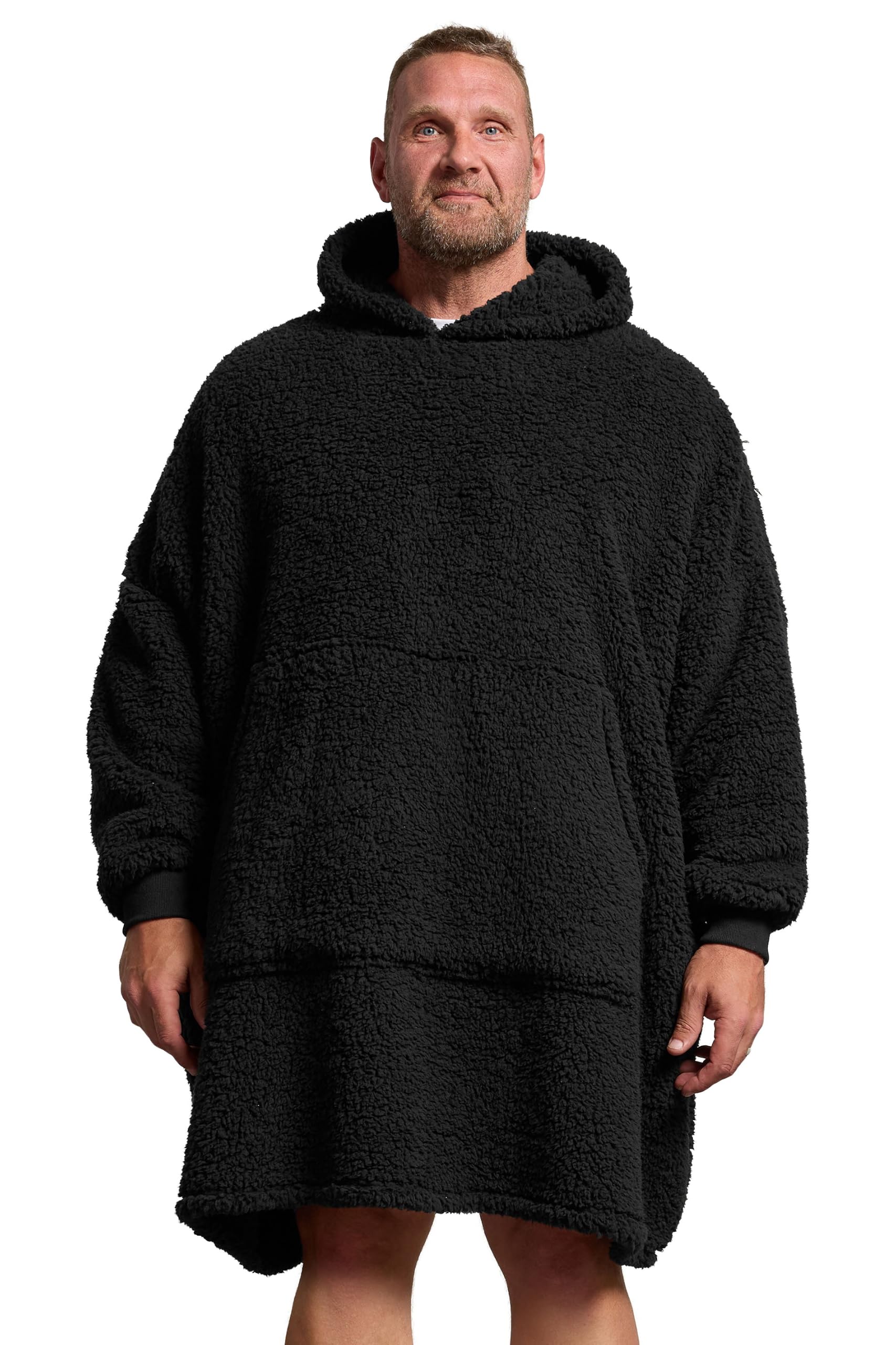 Badrhino Men's Black Big & Tall Blanket Hoodie - Plus Size Curve