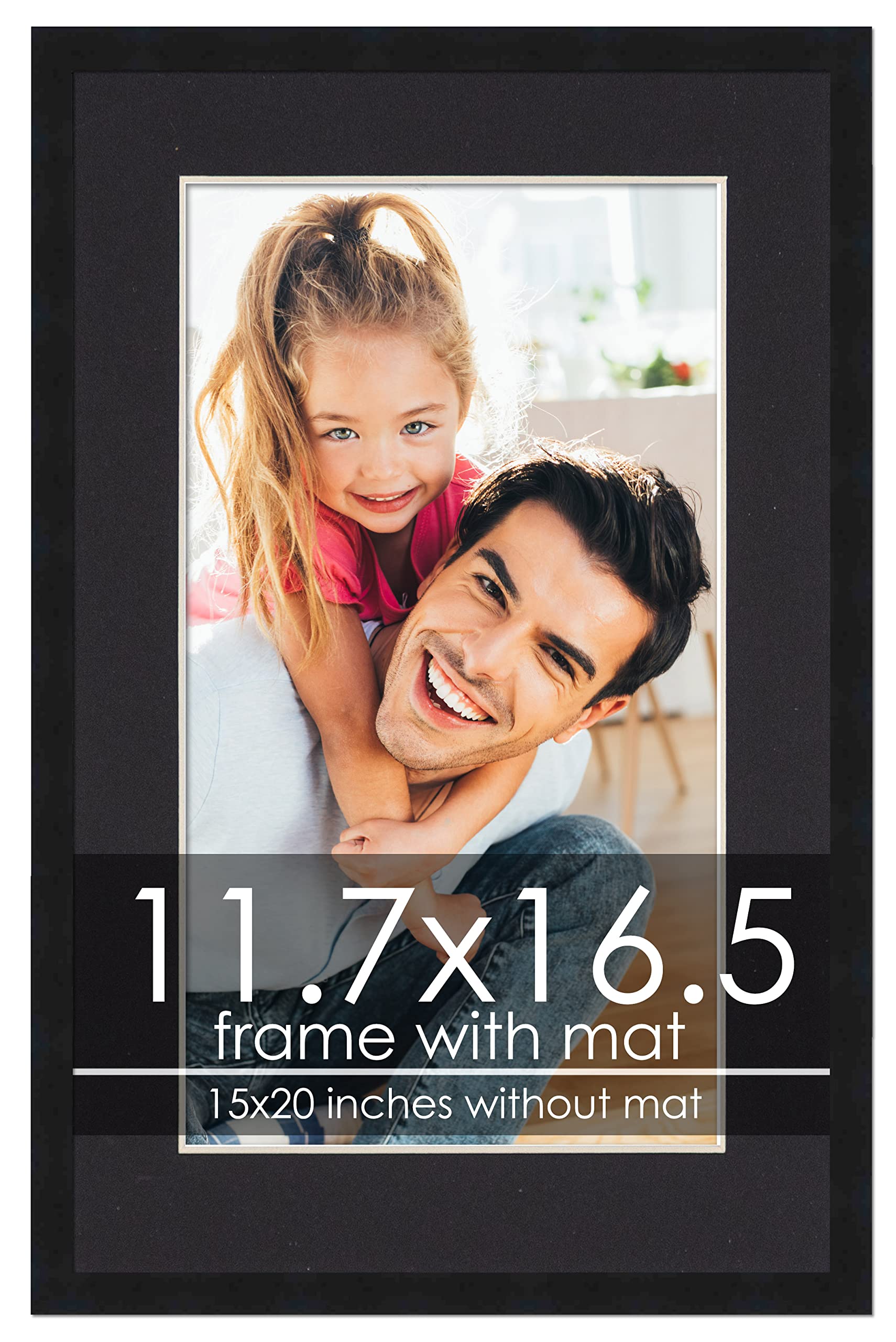 Amazon.com - A3 11.7x16.5 Frame with Mat - Black 15x20 Frame Wood