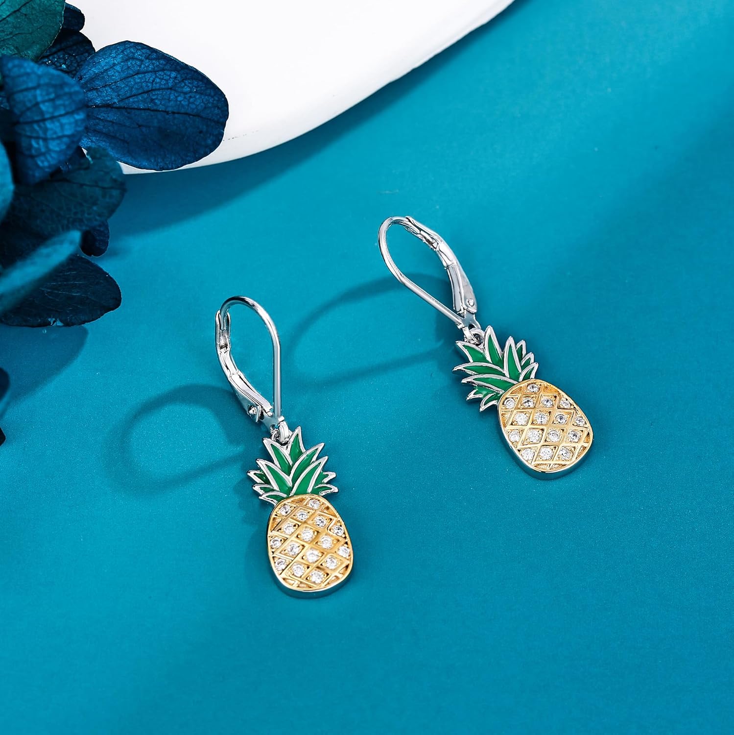 Pizza/Apple/Pineapple Earrings for Women 925 Sterling Silver Food Dangle Earrings Pizza Jewelry Gifts for Women - Image 2