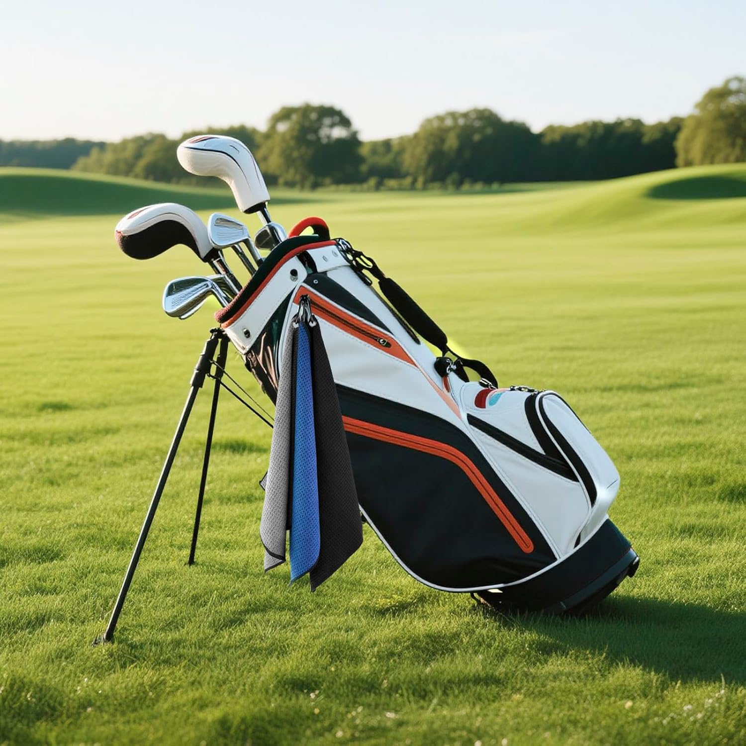 Microfiber Golf Towel 3 Pack,Portable Waffle Pattern Golf Cleaning Towels Quickly Remove Sand Mud Dirt Sweat(16 X 16 Inch) - Image 4