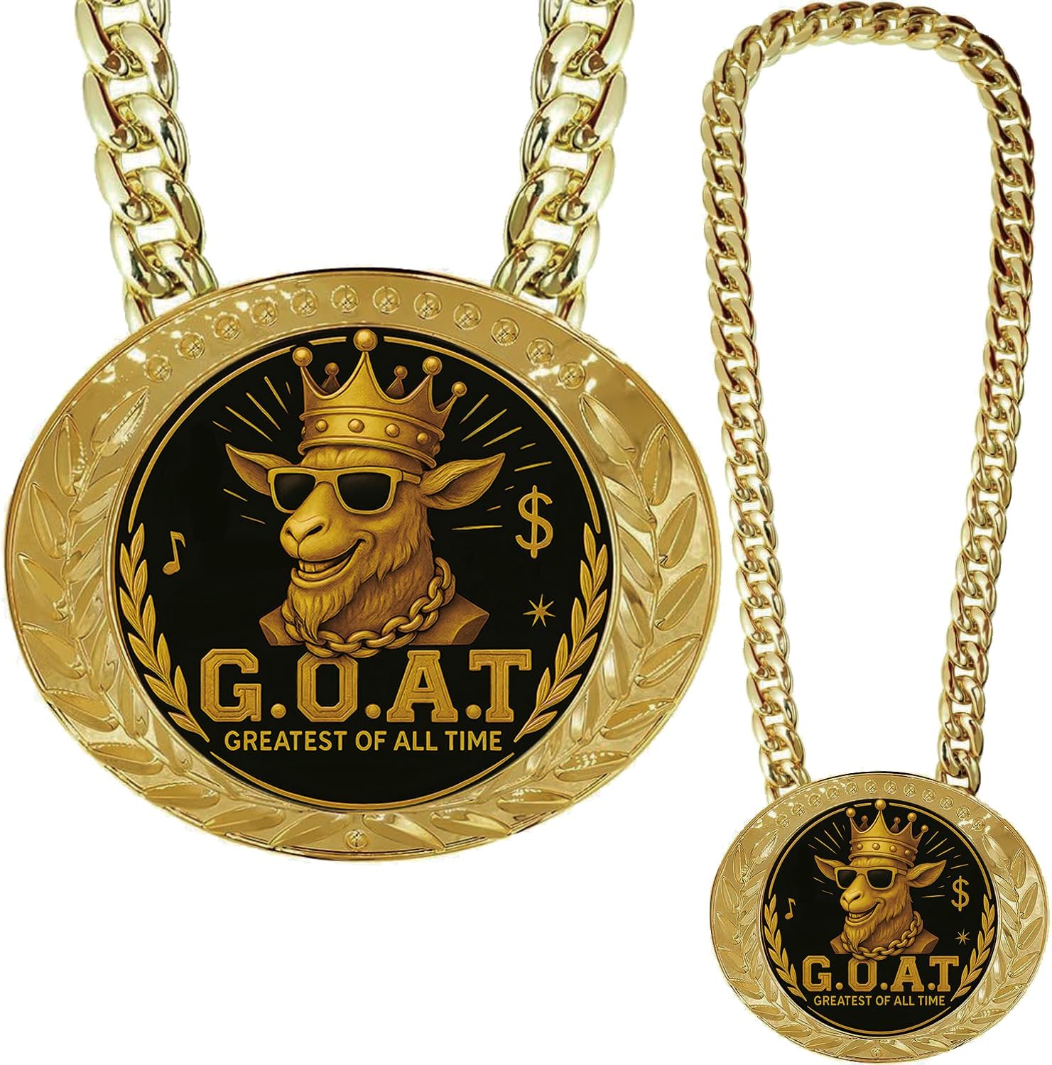 G.O.A.T Family Set – 7" Resin Goat Trophy + 6" Oversized Plastic Medal + 3" Zinc Alloy Award – Funny Champion Gift for Sports, Fantasy Football, Competitions & Parties