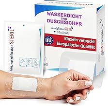 100% Waterproof Sterile Wound Plasters 9 x 10 cm - Pack of 50 Individually Packed | Self-Adhesive Shower Plasters Waterproof with Absorbent Pad | Waterproof Plasters - Wound Pad Waterproof