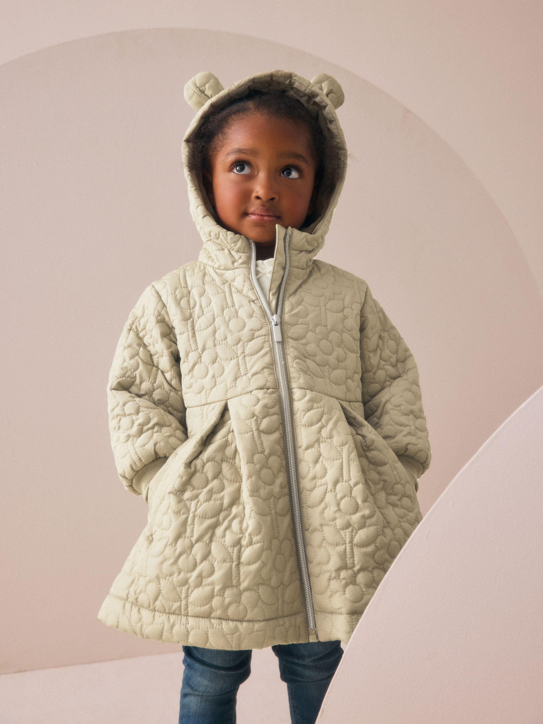 NEXT Ragazza Cappotto impermeabile trapuntato con fondo svasato | Bambino, Standard, Zipper, Lavabile in lavatrice