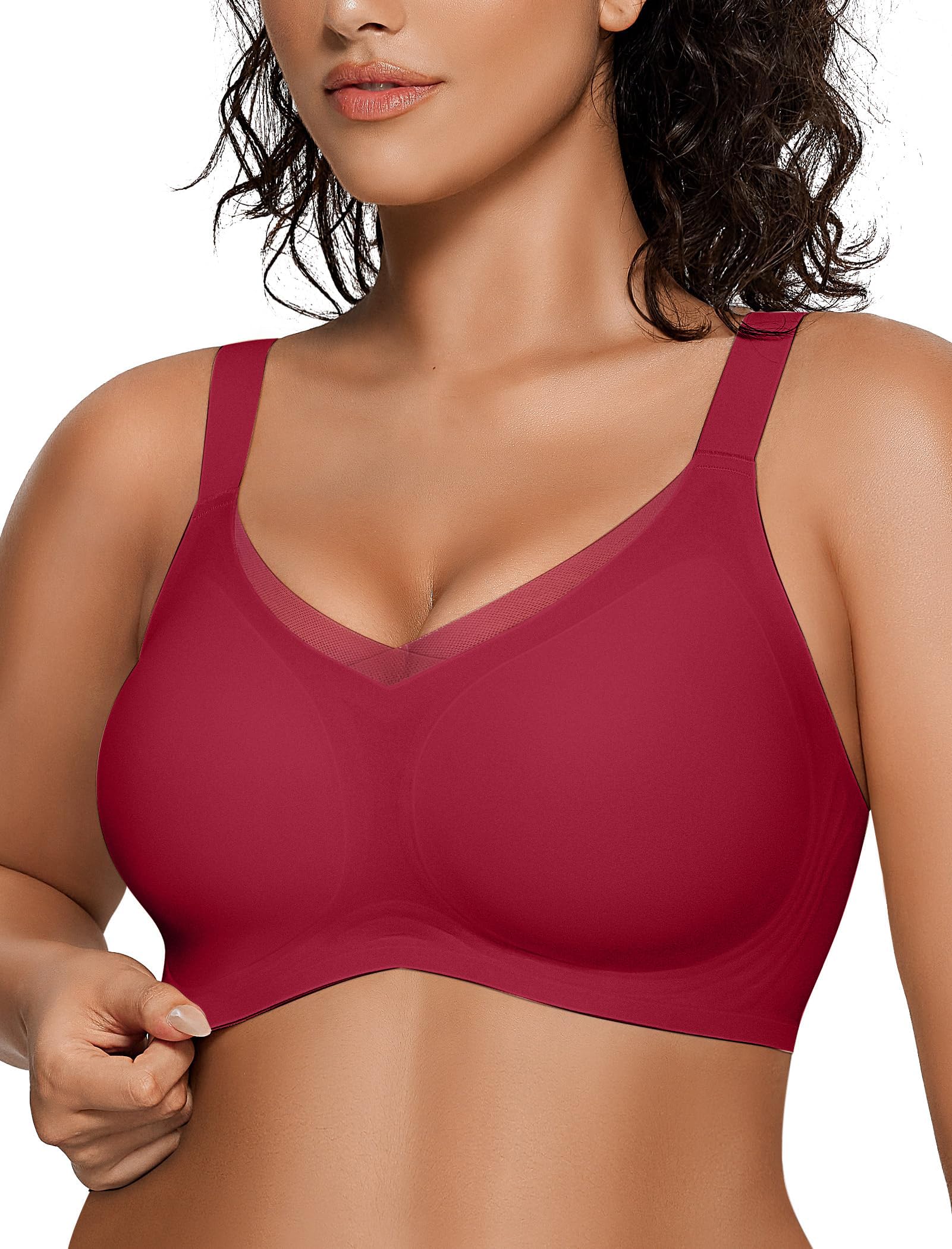 OEAKWomens Wireless Bras V Mesh Comfortable Bralette Supportive Tshirt Bra No Underwire Seamless Push Up Everyday Bras