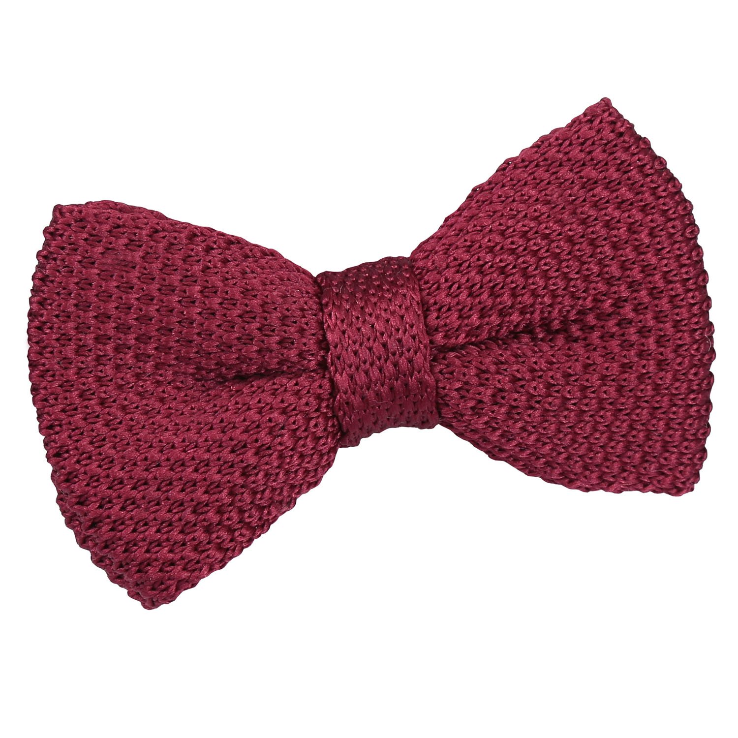 Dqt Boys Burgundy Plain Knitted Pre-Tied Bow Tie – Wedding Page Formal Bowtie