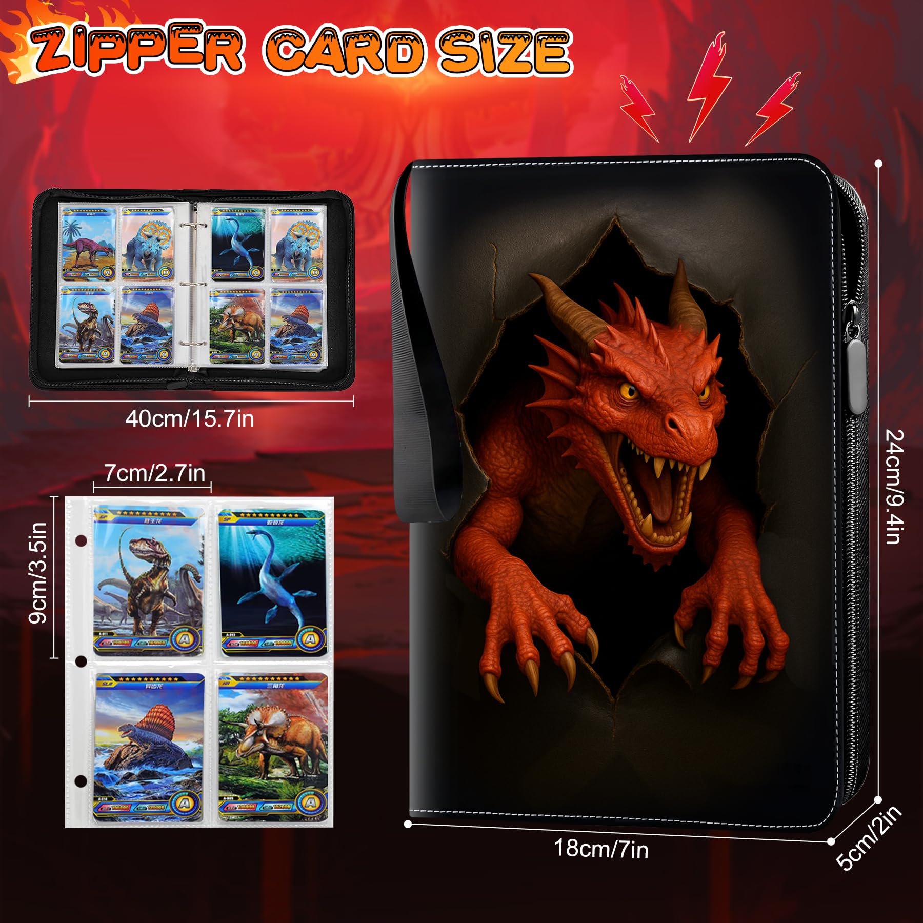 Álbum De Cartas Coleccionables Con 400 Bolsillos Y Cremallera – Impermeable, Con 50 Páginas Y Anillas Desmontables