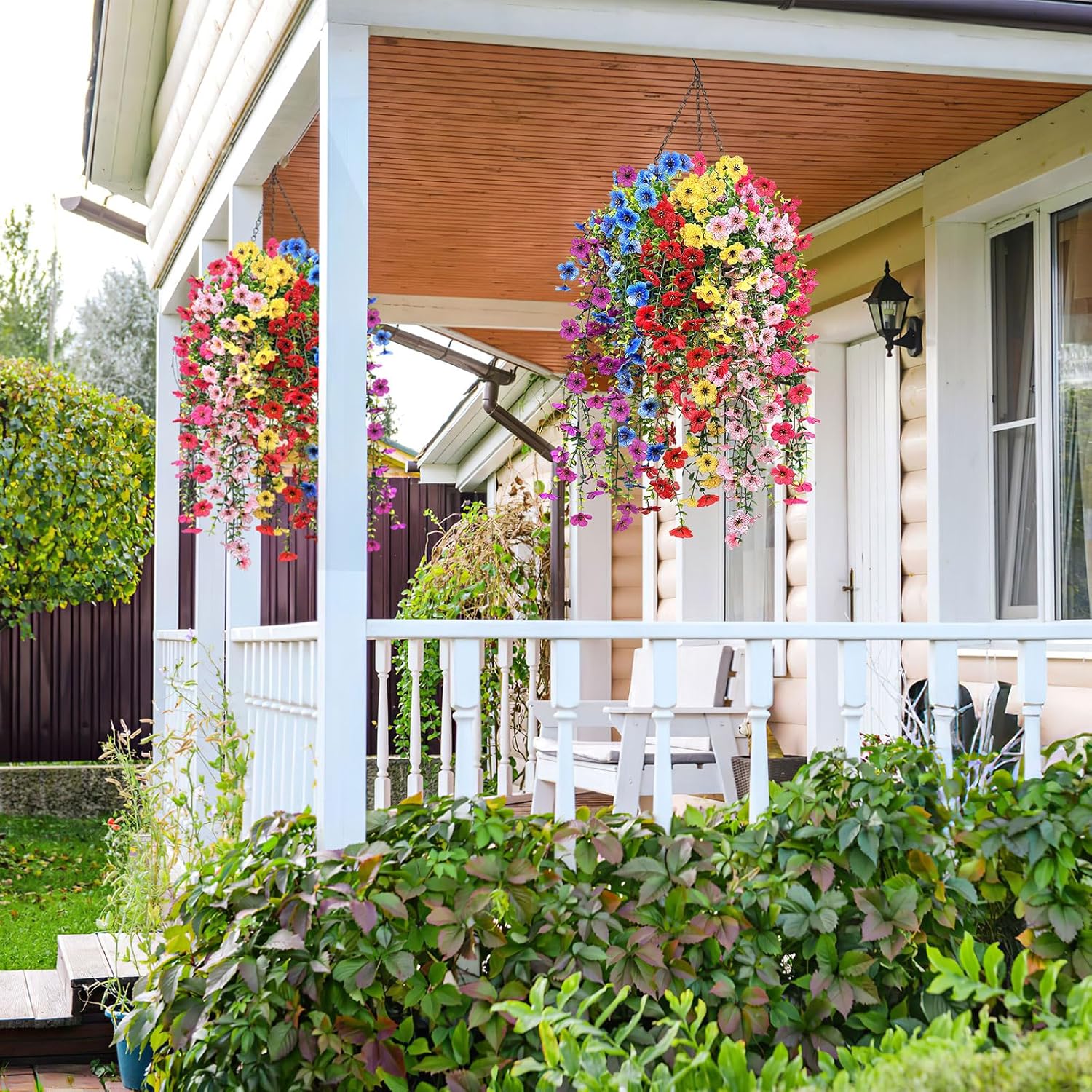 Artificial Flowers for Outdoors Spring Decor, 6 Bundles UV Resistant Realistic Fuax Silk Hanging Flowers, Fake Plants for Planter Indoor Outside Garden Porch Patio Balcony Yard Farmhouse