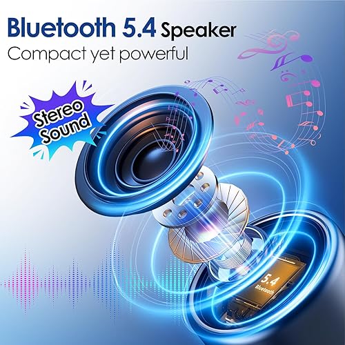 Miniatura 2 de Altavoz Bluetooth pequeño con luces, BT5.4, batería de 12 horas de duración y micrófono de reducción de ruido, altavoz inalámbrico portátil azul