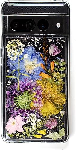 Pressed flower foral Phone cases cover for Google Pixel 6A skin cover case, Clear Bumper protective Soft silicone rigid back, (For Pixel 6A)