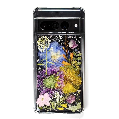 Pressed flower foral Phone cases cover for Google Pixel 6A skin cover case, Clear Bumper protective Soft silicone rigid back, (For Pixel 6A) disponible en Yaxa El Salvador