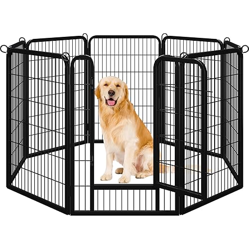 Yaheetech Dog Playpen, 40 inch 8 Panels Dog Pen for Indoor Heavy Duty Puppy Exercise Pen Metal Pet Fence for RV Camping/Yard/Garden
