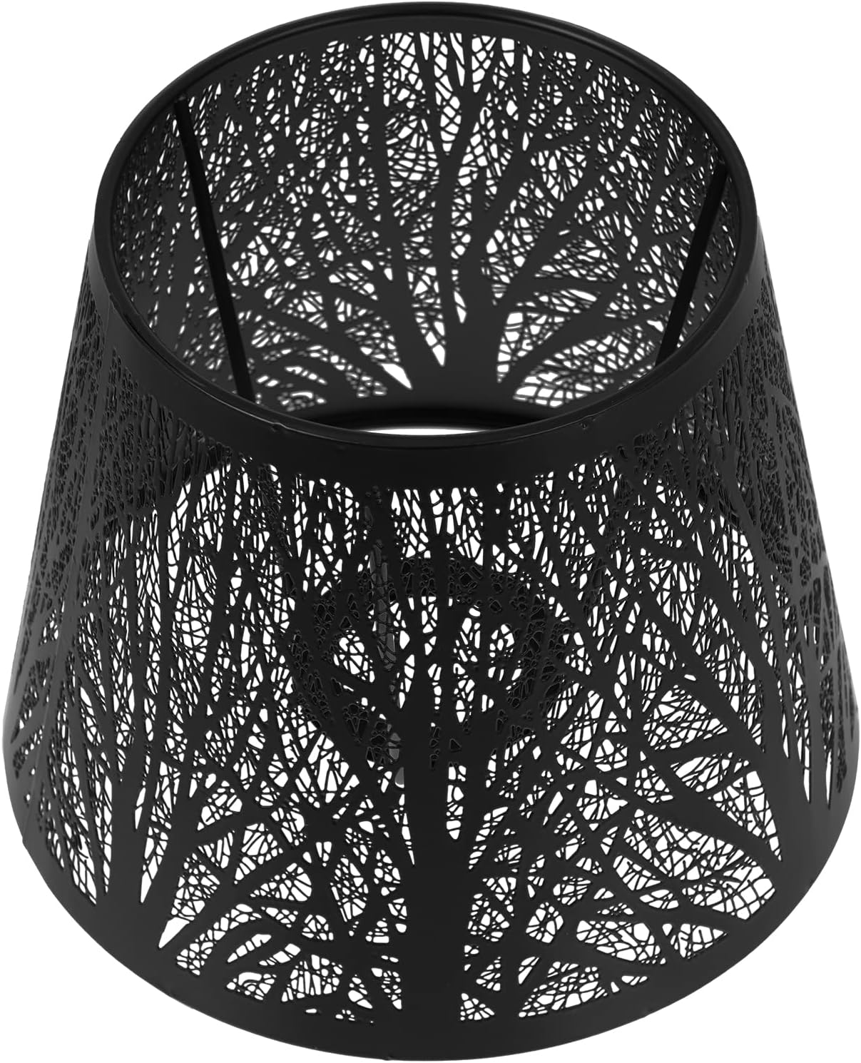 E27 Lamp Shade Hollow-out Tree Shadow Light Cover Clip On Table Lampshade Metal Lamp Shade Chandelier Black