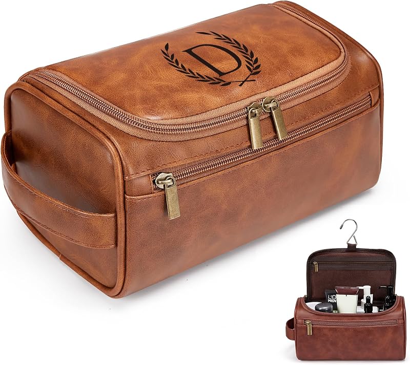 Necessaire suspensa de viagem Janhavi em material sintético, Yellow Brown, modelo D